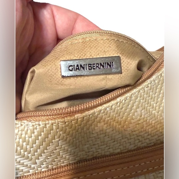 Cream and Tan Crescent Shoulder Bag with Textured Pattern - Picture 3 of 9